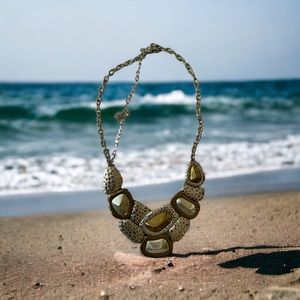 Gold and silver metal necklace